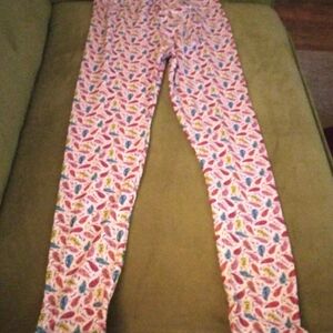 Women's Feather-Print Leggings - Pink